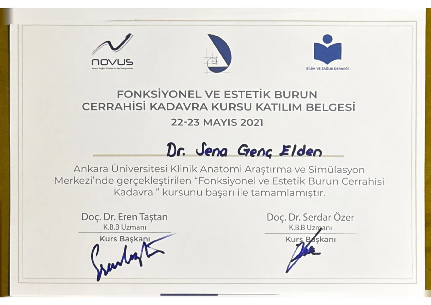 Fonksiyonel ve Estetik Burun Cerrahisi Kadavra Kursu — Op. Dr. Sena Genç Elden