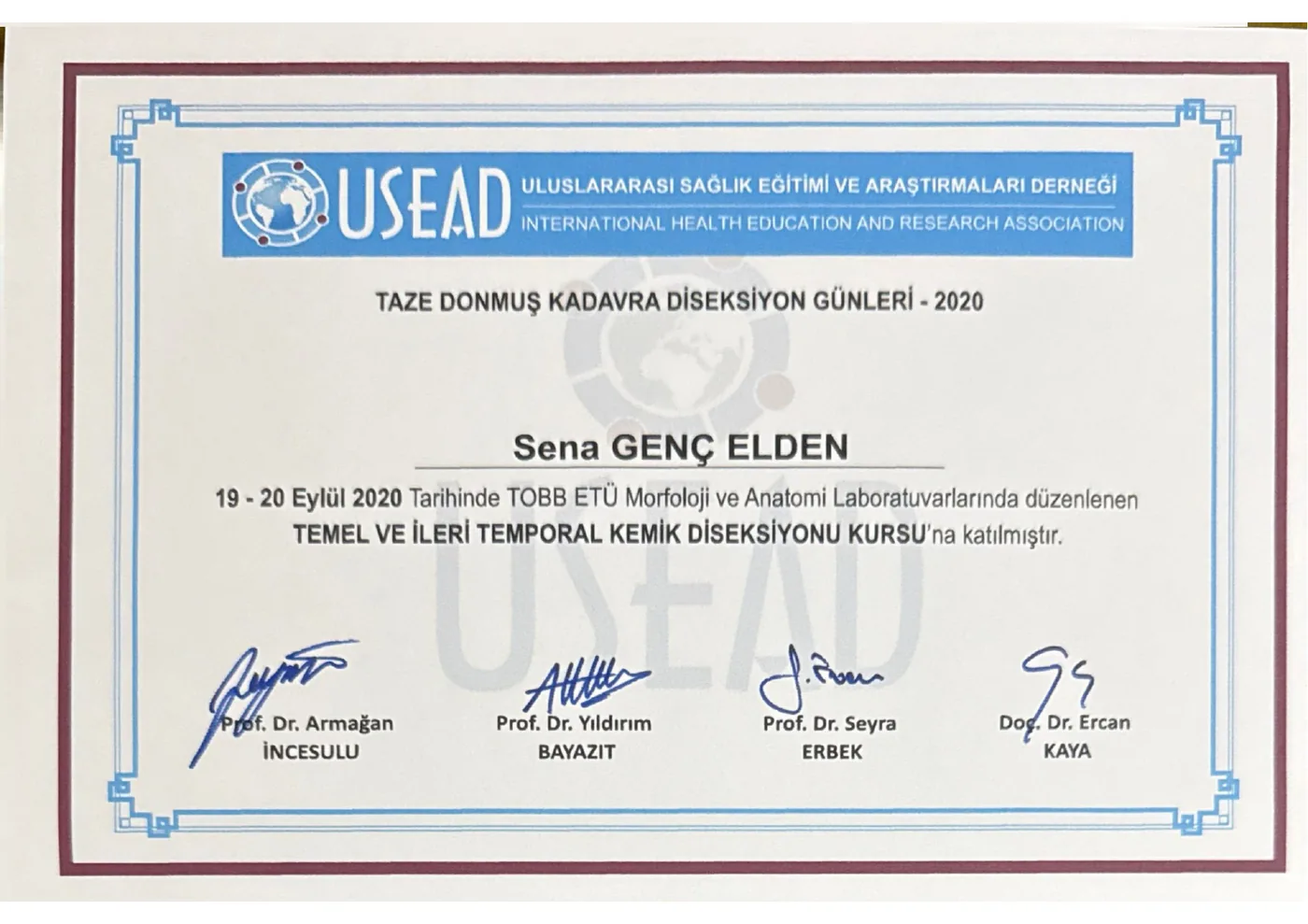 Temel ve İleri Temporal Kemik Diseksiyonu Kursu — Op. Dr. Sena Genç Elden