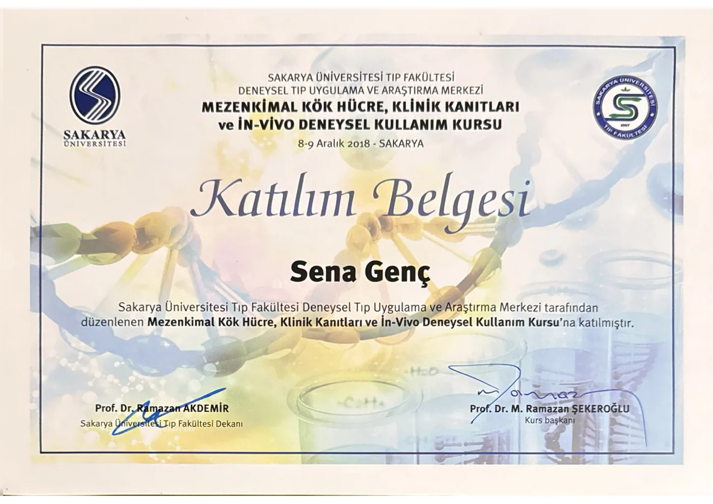 Mezenkimal Kök Hücre, Klinik Kanıtları ve İn-Vivo Deneysel Kullanım Kursu — Op. Dr. Sena Genç Elden