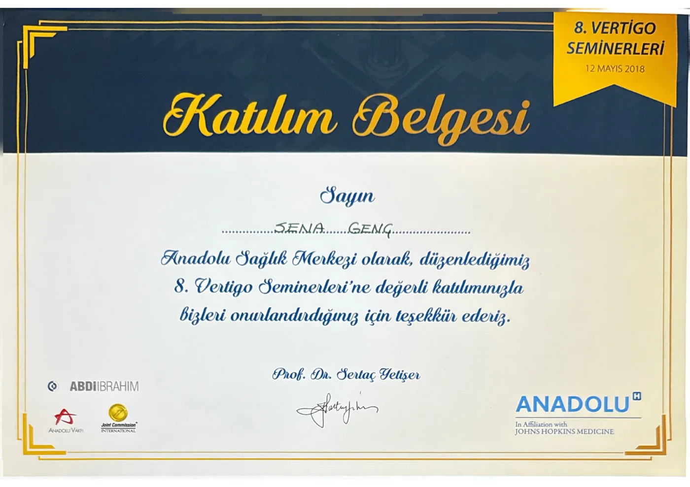 8. Vertigo Seminerleri — Op. Dr. Sena Genç Elden