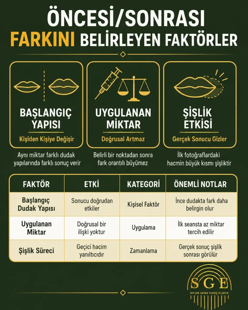 Dudak dolgusu öncesi sonrası